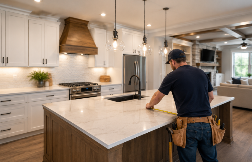 Professional remodeling contractor in Roy, Utah, from Hanson Home Works Inc completing a custom home renovation with expert craftsmanship and modern design solutions.